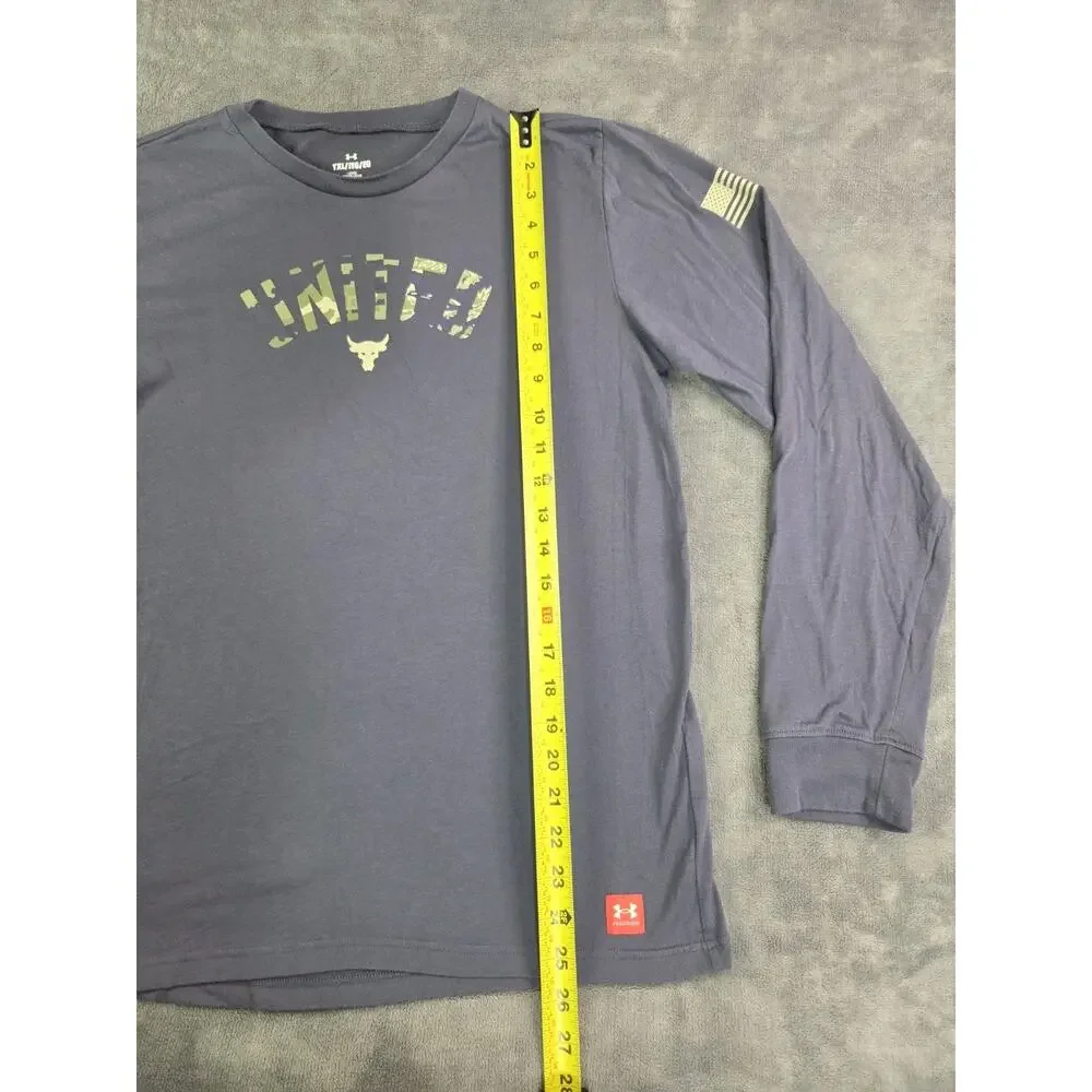 Under Armour T Shirt Young Size XL Long Sleeve Project Rock Purple Camo C39-20
